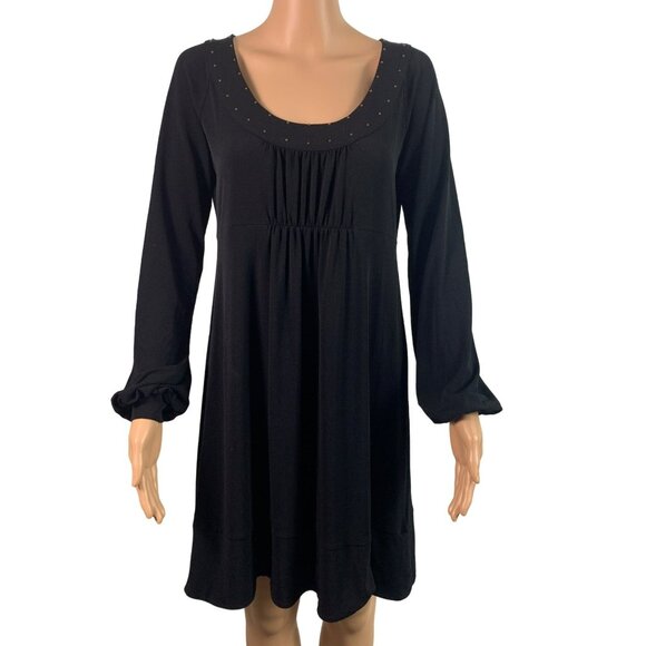 🟣🟣🟣 MICHAEL KORS Women's Size Small Petite Puff Sleeve Studded Tunic Dress - Picture 1 of 9